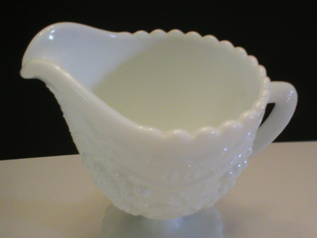 Imperial Milk Glass Grape Pattern Footed Creamer