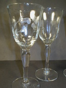 Set of Four Pretty Rib Optic Cut Glass 3oz Wine Stems