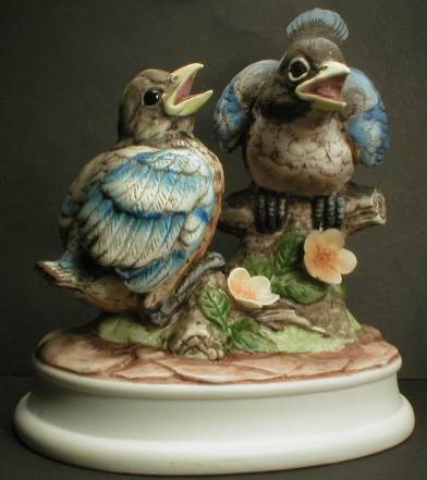 Hand Painted Lefton Blue Birds Figurine