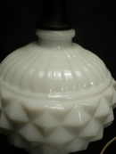 Pretty and Shabby Chic Diamond Pattern Milk Glass Lamp
