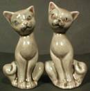 Adorable Pair of Gray Cat Miniature Figurines