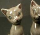 Adorable Pair of Gray Cat Miniature Figurines