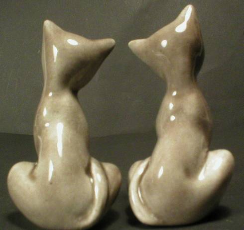 Adorable Pair of Gray Cat Miniature Figurines
