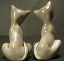 Adorable Pair of Gray Cat Miniature Figurines