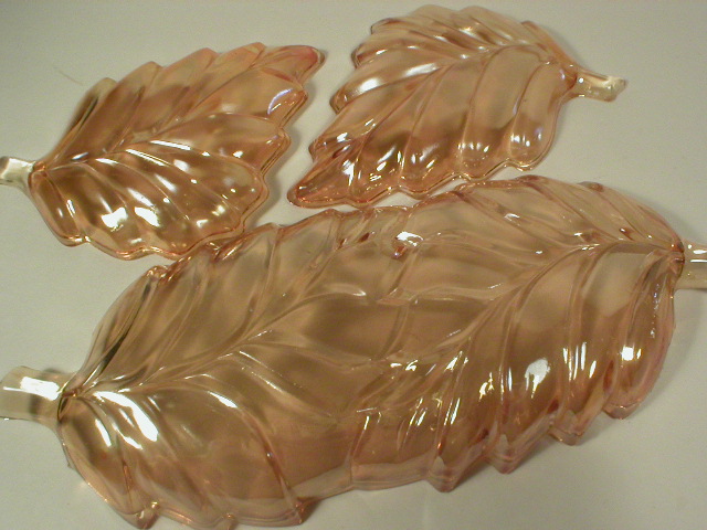 Three Piece Marigold Iridescent Leaf Relish Set