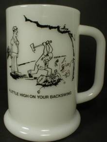 Cute Milk Glass Golfer Beer Mug