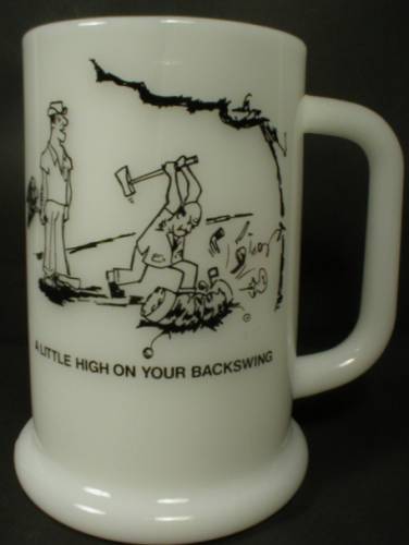 Cute Milk Glass Golfer Beer Mug