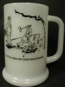 Cute Milk Glass Golfer Beer Mug