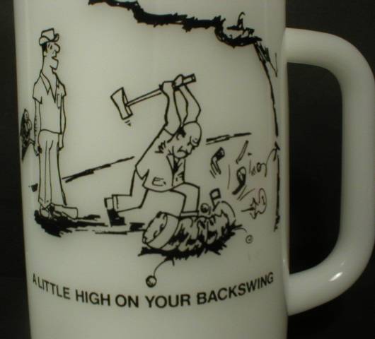Cute Milk Glass Golfer Beer Mug