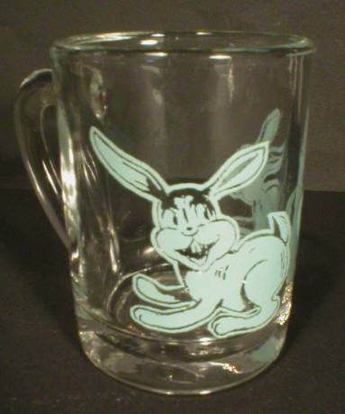 Adorable Blue Bunny Glass Child's Cup