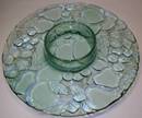 Pretty Blue Indiana Glass Fruit Pattern Chip & Dip