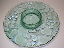 Pretty Blue Indiana Glass Fruit Pattern Chip & Dip