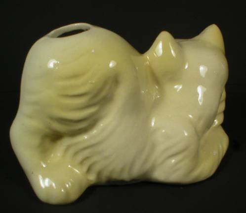 Hull Pottery Yellow and White Cat Figural Toothbrush Holder