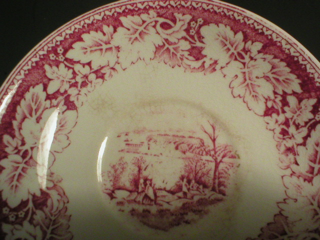 Homer Laughlin Red Currier & Ives Prints Cup and Saucer