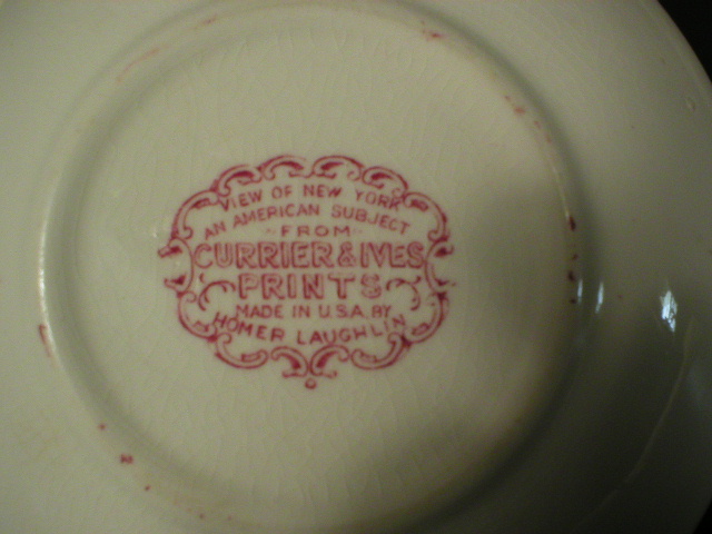 Homer Laughlin Red Currier & Ives Prints Cup and Saucer