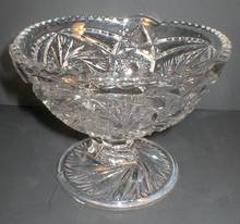 US Glass Whirling Star Footed Jelly Compote