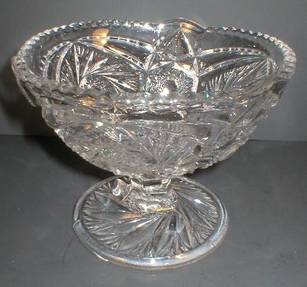 US Glass Whirling Star Footed Jelly Compote