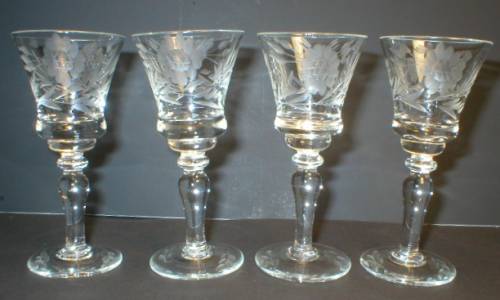 Set of Four Pretty Cut Glass Cordials