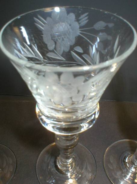 Set of Four Pretty Cut Glass Cordials