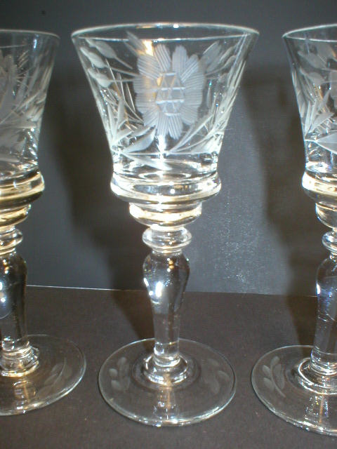 Set of Four Pretty Cut Glass Cordials