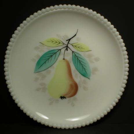 Pretty Westmoreland Milk Glass Beaded Plate - Pear