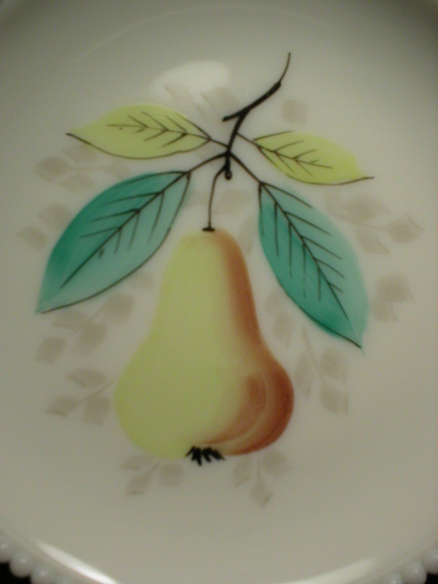 Pretty Westmoreland Milk Glass Beaded Plate - Pear