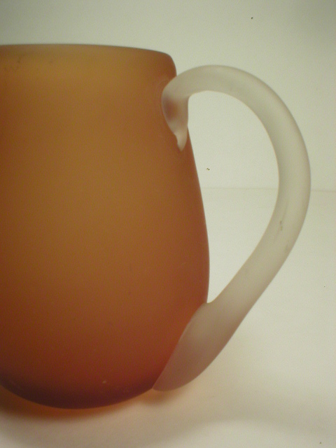 Blown Glass Frosted Amber Cream Pitcher