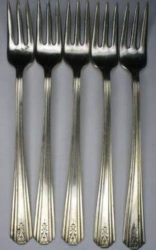 Set of Five IS Avon Silverplate Seafood Forks - Pattern #1940