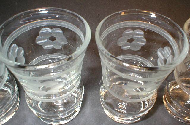 Set of Four Pretty Cut Glass Cordial Shot Glasses