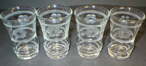 Set of Four Pretty Cut Glass Cordial Shot Glasses