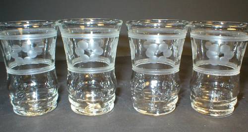 Set of Four Pretty Cut Glass Cordial Shot Glasses