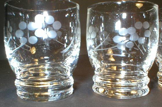 Set of Two Pretty Cut Glass Shot Glasses