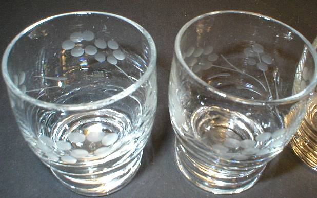 Set of Two Pretty Cut Glass Shot Glasses