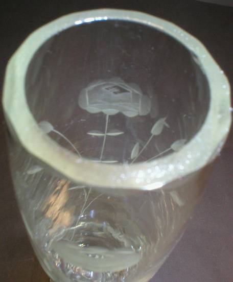 Pretty Rose Cut Glass Twisted Stem Bud Vase