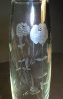 Pretty Rose Cut Glass Twisted Stem Bud Vase