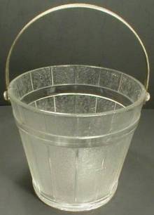 Cute Pressed Glass Wooden Design Ice Bucket