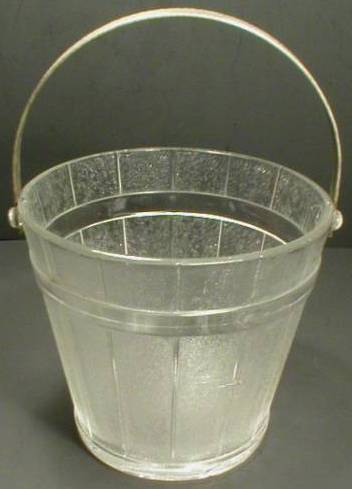 Cute Pressed Glass Wooden Design Ice Bucket