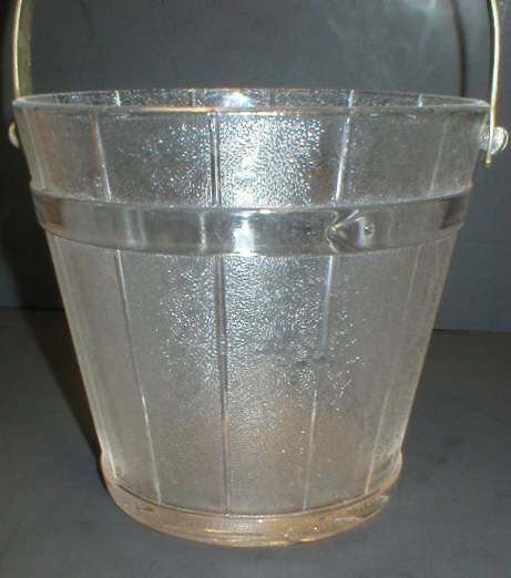 Cute Pressed Glass Wooden Design Ice Bucket