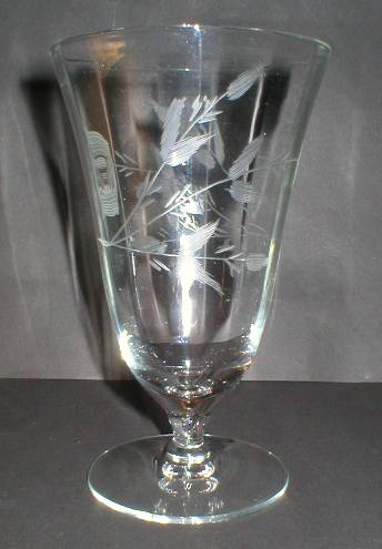 Pretty Rib Optic Cut Flowers Footed Ice Tea Glass