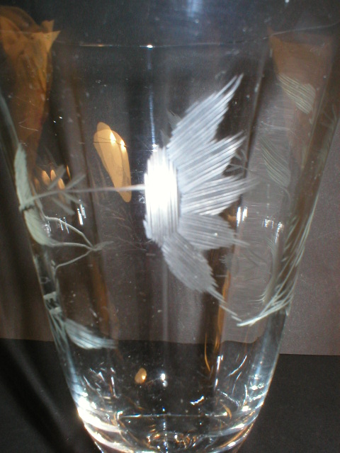 Pretty Rib Optic Cut Flowers Footed Ice Tea Glass