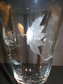 Pretty Rib Optic Cut Flowers Footed Ice Tea Glass