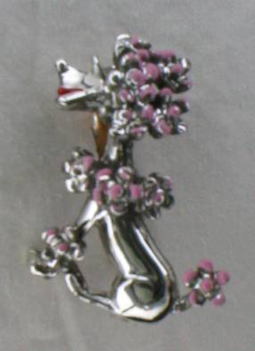 Cute Pink Enamel Poodle Pin