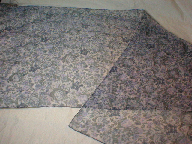 Vintage Blue & Lavender Roses Sheer Scarf