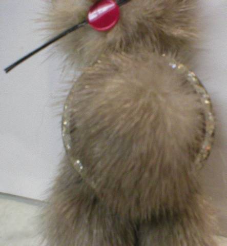 Adorable Mink and Rhinestone Cat Brooch