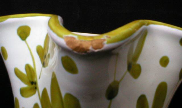 Large Italian Majolica Blue Roses Pitcher Jug