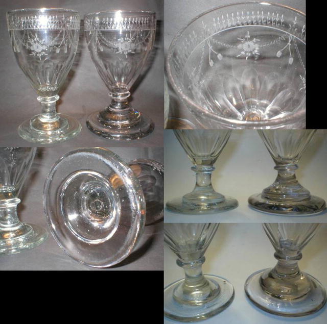 1700's Hand Made Engraved Goblet Pair