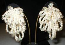 Faux Pearl & Crystal Cluster Loop Clip-on Earrings