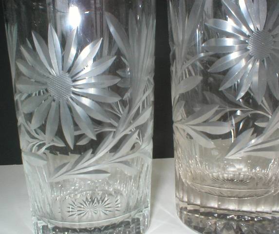 Stunning Set of Three Daisy Cut Tumblers + Three Free