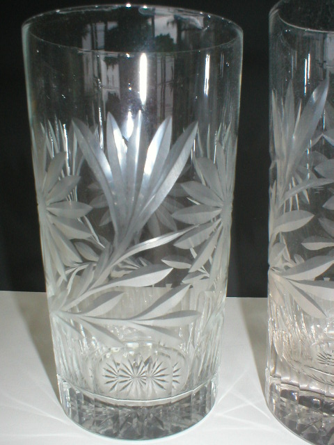 Stunning Set of Three Daisy Cut Tumblers + Three Free