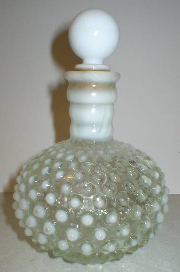 Fenton French Opalescent Glass Hobnail Pattern Dresser Bottle
